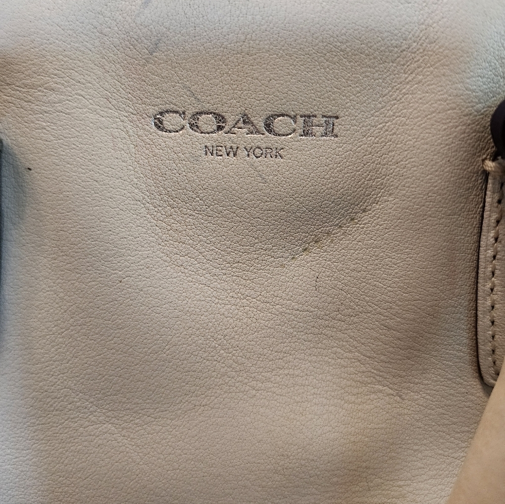 Used Coach tan, purple and yellow handbag - Picture 2 of 16